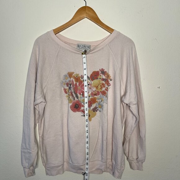Wildfox Blooming Heart Sweatshirt Light Peach Size Small - Picture 4 of 5